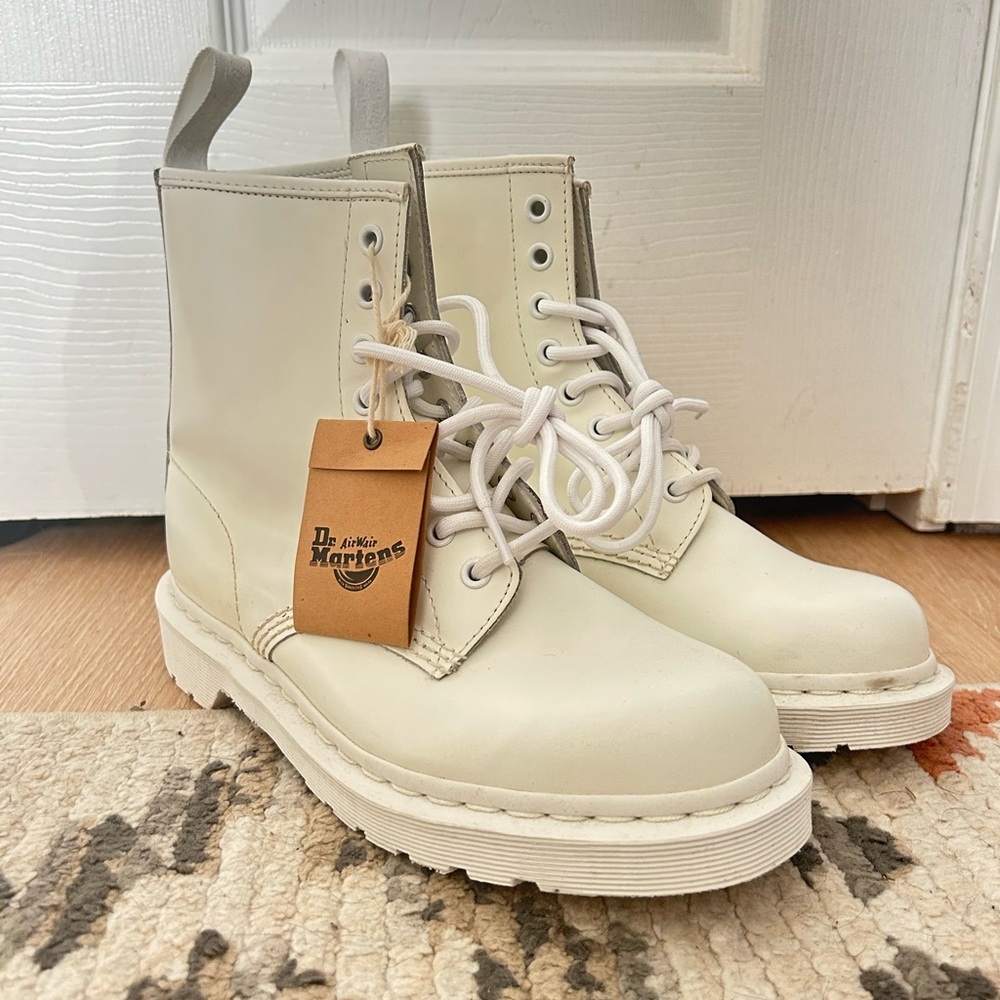 Monochrome White Dr. Martens Combat Boot